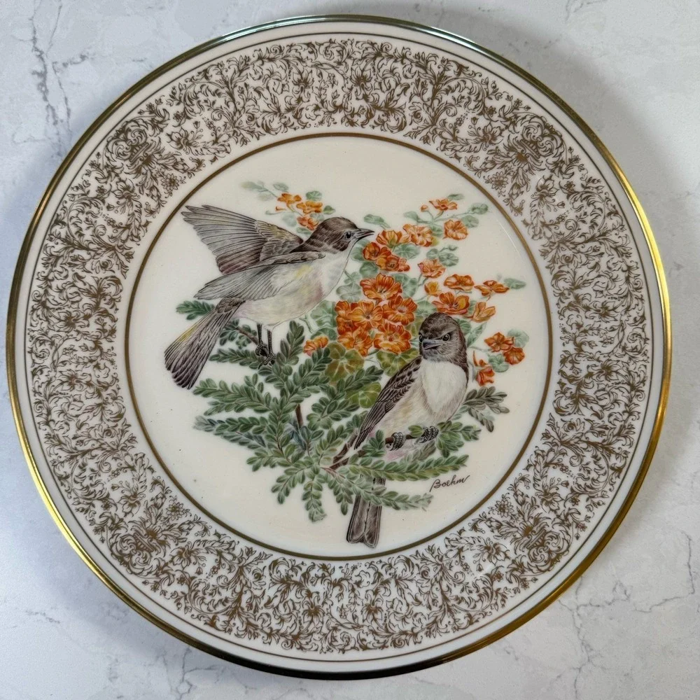 Lenox Limited Edition Edward Marshall Boehm Birds 1981 Eastern Phoebe Plate Mint